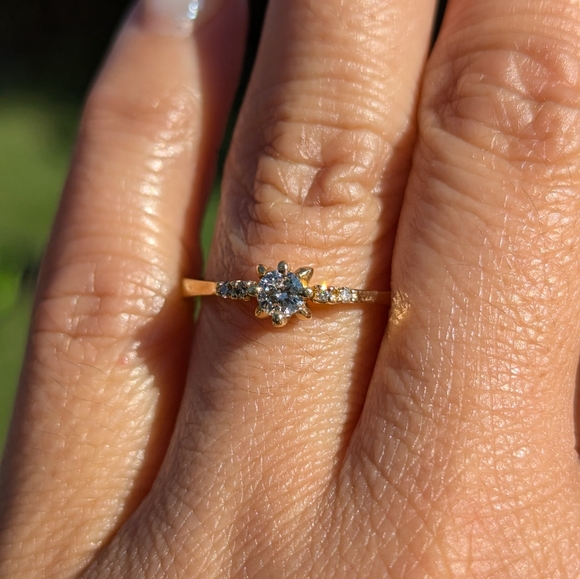 14K Yellow Gold Diamond Engagement Ring - Picture 8 of 9